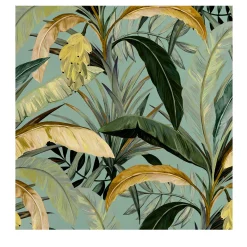 Carta da parati verde e gialla con foglie di banano