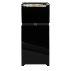 Cassa acustica Lyra in legno laccato nero lucido e corno