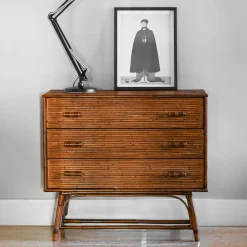 Cassettiera a 3 Cassetti Con Quattro Gambe In Bambù