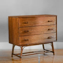 Cassettiera a 3 Cassetti Con Quattro Gambe In Bambù