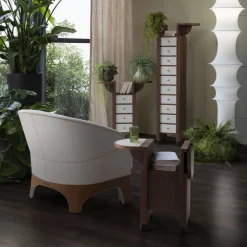 Cassettiera Cocker 4 in legno e pelle