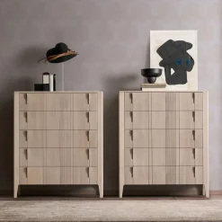Cassettiera Domino a 5 cassetti in noce canaletto beige