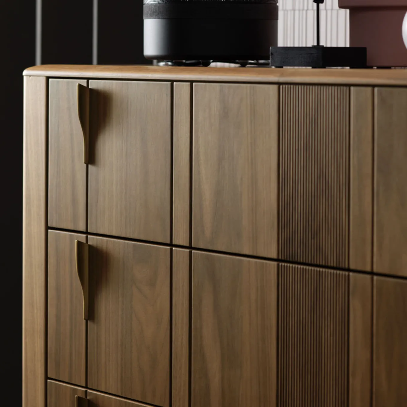 Cassettiera Domino a 5 cassetti in noce canaletto