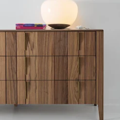 Cassettiera Domino con 6 cassetti in noce Canaletto