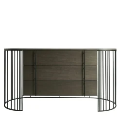 Cassettiera Doppler in Metallo Nero Opaco e Legno Grigio Fumé