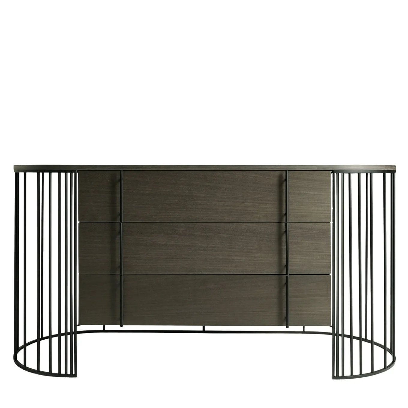 Cassettiera Doppler in Metallo Nero Opaco e Legno Grigio Fumé