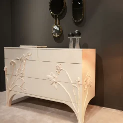 Cassettiera Linpha in Legno di Acero Bianco con 4 Cassetti