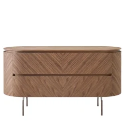 Cassettiera Opera in Noce Canaletto con Gambe in Nichel