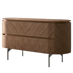 Cassettiera Opera in Noce Canaletto con Gambe in Nichel