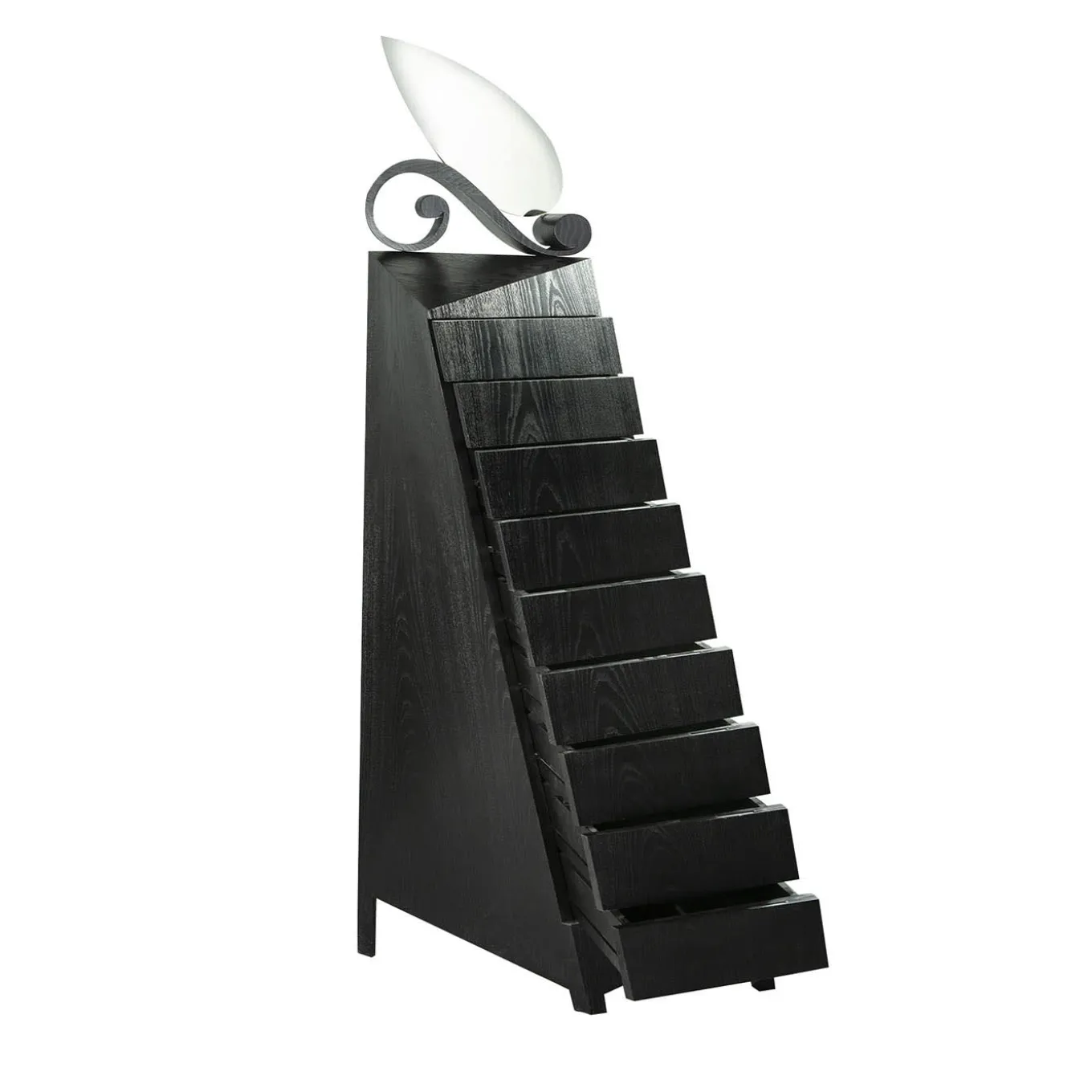 Cassettiera Passo D'Ombra in legno laccato nero opaco