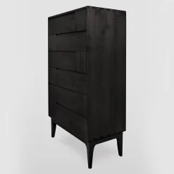 Cassettone scandinavo nero a sei cassetti Dovetail