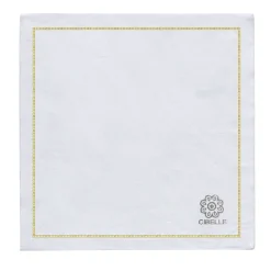 Castello Svevo Set di 2 tovaglioli di lino ricamati in oro