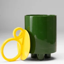 Cateto 2 Vaso in ceramica verde e giallo