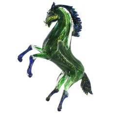Cavallo in avventurina Scultura in vetro di Murano verde