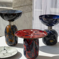 Centrotavola Alchimie in vetro di Murano con lapis blu