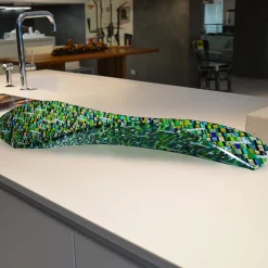 Centrotavola in vetro di Murano verde Onda Sunshine di Andrea Orso