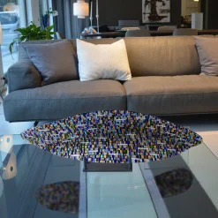 Centrotavola in vetro di Murano blu Onda Sunshine di Andrea Orso