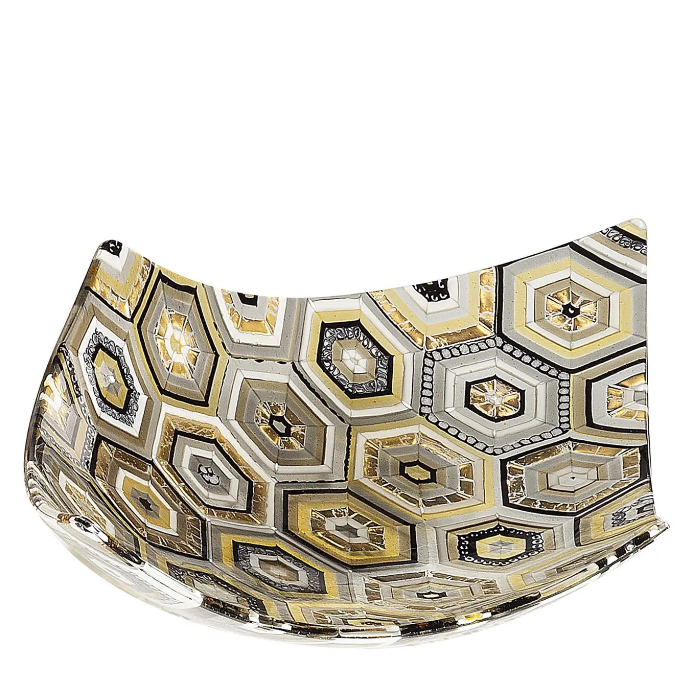 Centrotavola Rombo esagonale in vetro di Murano oro di Andrea Orso