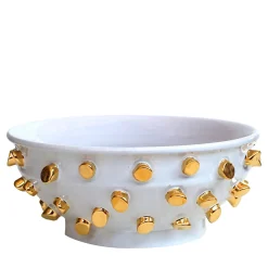 Centrotavola Tronchetti In Ceramica Dorata E Bianca