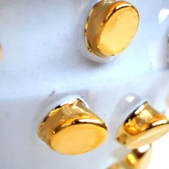 Centrotavola Tronchetti In Ceramica Dorata E Bianca