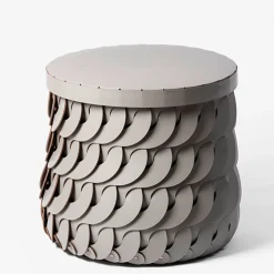 Cestino Alicante alto e rotondo grigio con coperchio