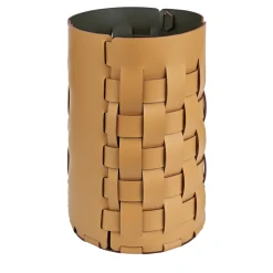 Cestino Bottega in pelle oliva e senape