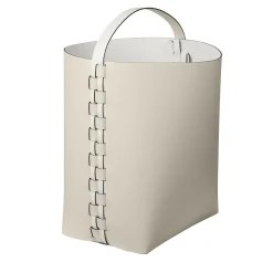 Cestino Helena in panna cotta e pelle bianca