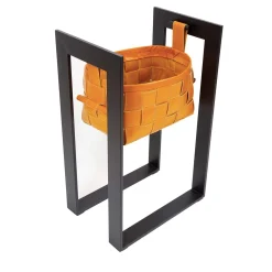 Cestino in pelle con supporto Giallo senape