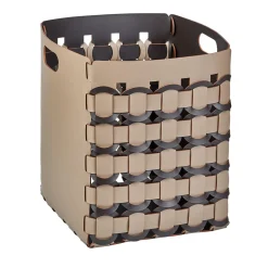 Cestino in pelle geometria cappuccino e cioccolato