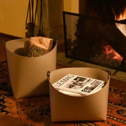 Cestino in pelle Ovo Small