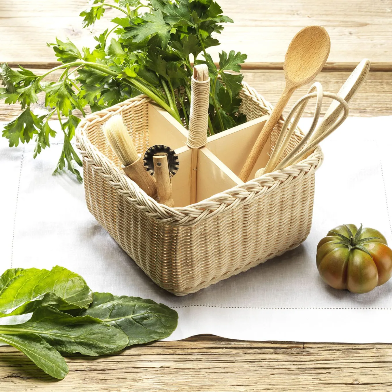 Cestino per posate Margherita a 4 scomparti