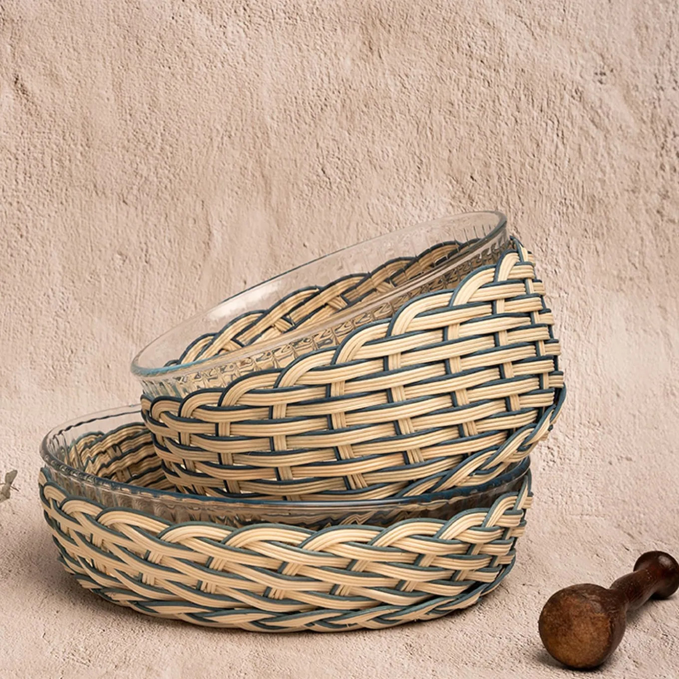 Cestino per tortiere in lana blu