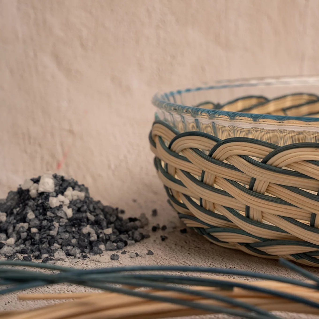 Cestino per tortiere in lana blu