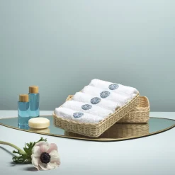 Cestino Porta Lavette Onda in Midollo con 6 Asciugamani