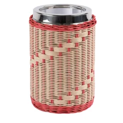 Cestino Primula in Midollo Bicolore Rosa/Naturale con Termo Bottiglia