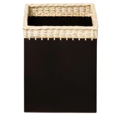 Cestino quadrato Como in pelle nera