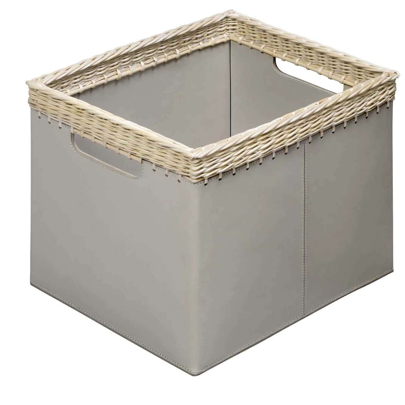 Cestino quadrato piccolo Como in pelle avorio