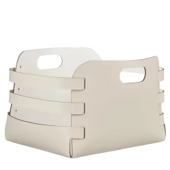 Cestino Riga in pelle Panna Cotta e Bianco