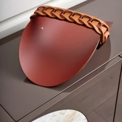 Cestino Riviera in pelle Cognac e Bordeaux