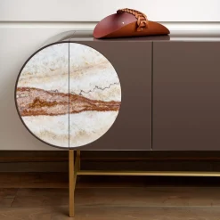 Cestino Riviera in pelle Cognac e Bordeaux