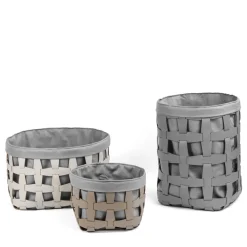 Cesto per la biancheria in pelle con gancio