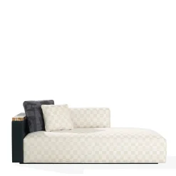 Chaise longue Egon in tessuto Discipline e pelle Aida