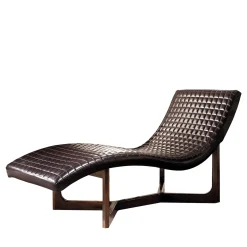 Chaise longue in pelle e mogano