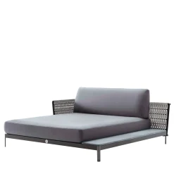 Chaise longue in tessuto grigio per esterni
