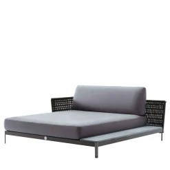 Chaise longue in tessuto nero per esterni