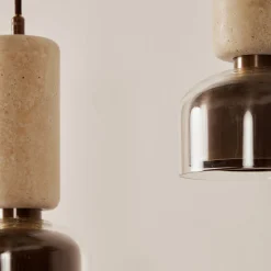 Ciondolo "Andromeda" in travertino e bronzo