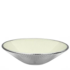 Ciotola Decorativa Grande in Vetro Argento e Bianco Lirica