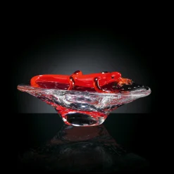 Ciotola rotonda con geco rosso