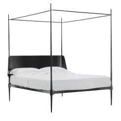 Clamp Letto Matrimoniale con Baldacchino in Ferro Nero di Francesco Forcellini