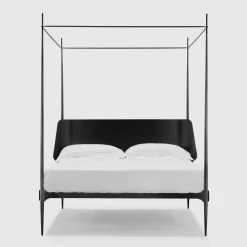 Clamp Letto Matrimoniale con Baldacchino in Ferro Nero di Francesco Forcellini